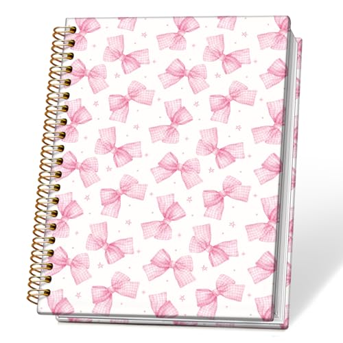 Coquette Pink Bow Notebook Journals, Cute School Supplies - Preppy Stuff, Preppy Cute Notebook for Teen Girls Women, Coquette Stuff Trendy Hardcover Spiral Notebook 5.5x8.3 - color: 02-pink Coquette Bow 01