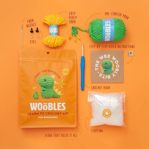 The Woobles Crochet Kit for Beginners (Fred the Dinosaur) - color: Fred The Dinosaur, size: Original