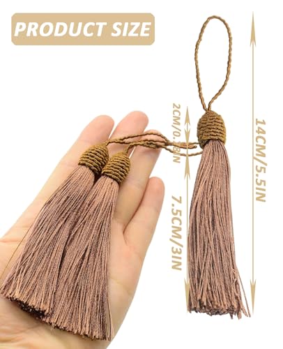 50 Pieces Tassel Bookmark with Loop,Tassels for Crafts,Decorative Tassel for Keychain Jewelry Making Curtain Blanket Graduation Decoration Wedding Favors (Coffee) - color: Coffee