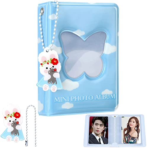3 Inch Kpop Photocard Binder, Blue Butterfly, Polyvinyl Chloride, 20 Pockets, 4.33 x 3.15 x 1.18 Inches - color: Blue Butterfly