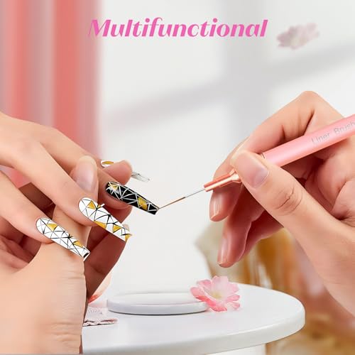 Liner Brush for Nails, 5 Pcs Thin Nail Art Brushes - color: Pink2