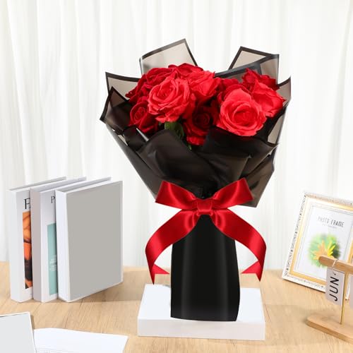 Ctosree 240Sheets Flower Wrapping Paper,Waterproof Korean Bouquet Wrap 23in - color: Black