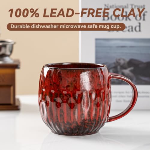 Crimson Ember Ceramic Mug, 21oz Reactive Glaze Coffee Mug, Gift for Him - color: 21OZ -A- Crimson Ember · POWER