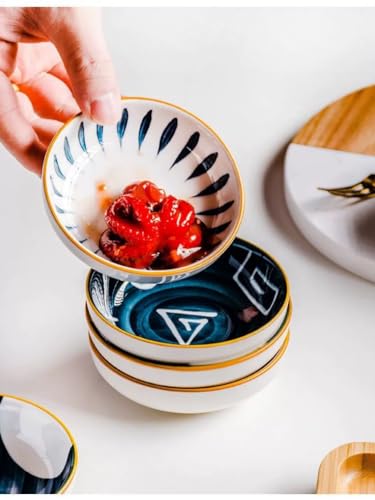 4 Pack 3 oz Small Soy Sauce Dish Ceramic Dipping Sauce Bowls - color: Japanese Blue