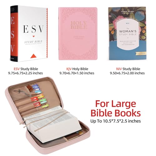 FINDCOZY Bible Cover for Women, Large Carrying Case for Regular Bible - color: Pink, size: Large