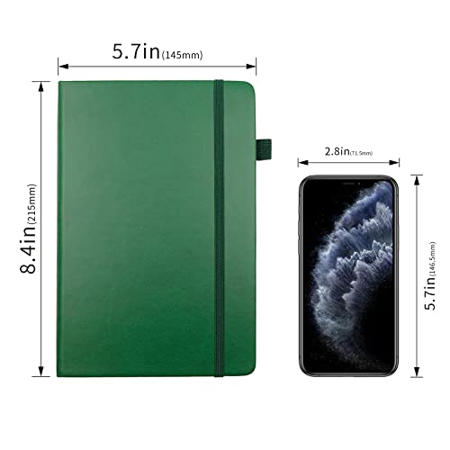 Lined Journal Notebooks with Pen Loop, Hardcover Notebook Journal for Work, 100Gsm Premium Thick Paper with Inner Pocket, Medium 5.7"x8.4", （Dark-Green, Ruled） - color: Dark-green, size: 1 Pack