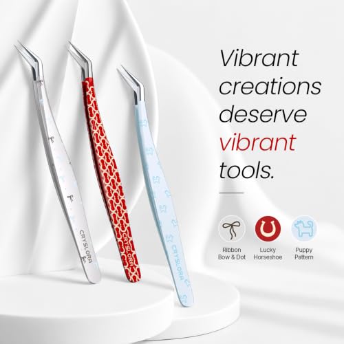 Craft Tweezers, Precision Tweezers with Leather Pouch for Stickers - color: Red