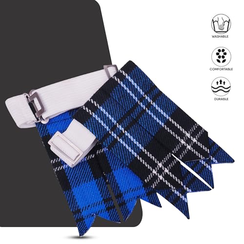 EZE Kilt Flashes for Men with Heavy Buckle Adjusters, Plain & Tartan Kilt Sock Flashes Acrylic Wool - color: Ramsay Blue
