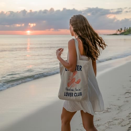 Aesthetic Canvas Tote Bag, Cute Reusable Bags for Women with Inner Pocket - color: Lavender
