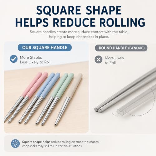 304 Stainless Steel Chopsticks, 4 Pairs, Multicolor, Non-Slip