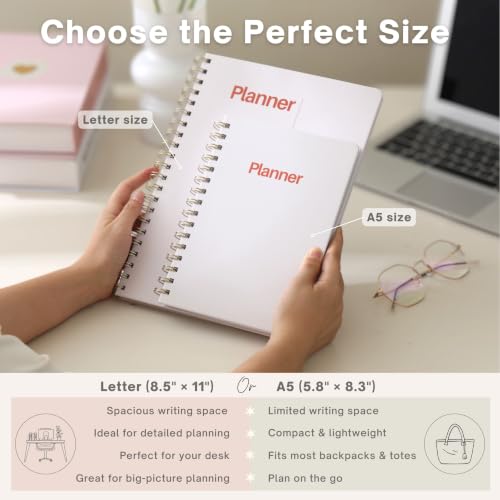 Undated Weekly Planner, A5, Dashboard Layout, Blush White - color: Blush White, size: 5.8" x 8.3" (A5)