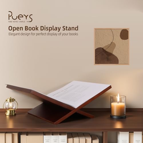 PUERSI Open Display Stand, Wooden Large Book Holder, Coffee Table Stand - color: Brown
