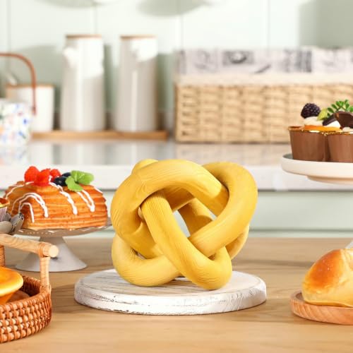 Yalikop 3 Link Wood Knot Decor Rustic Table Shelf Accents, Yellow - color: Yellow