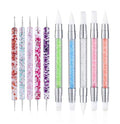 FULINJOY 10PCS Nail Art Gel Carving Pen Acrylic Dotting Pens, Double-Ended Silicone Brushes for Design Nail Foil Carving Drawing and 3D Effect Shaping Drawing Dotting Tools