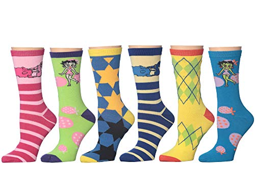 Frenchic 12/24/48 Pairs Pack Women's Colorful Patterned Cute Funny Casual Fashion Crew Socks - color: Betty-boop