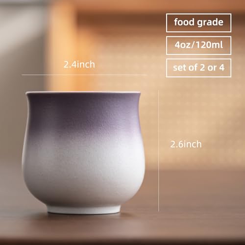 4-Oz Ceramic Espresso Cups Set - Multi-Color, Handle-Free Design for Home & Cafe | Dishwasher-Safe Stoneware Cups (Gradient Purple, 2) - color: Gradient Purple, size: 2