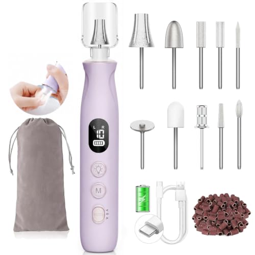 Electric Nail File Drill, Toe Nail Grinder for Thick Toenails & Callus - color: Cloud Purple