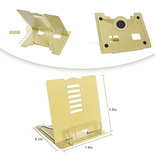 Metal Book Stand Adjustable Book Holder for Reading - color: Full Yellow