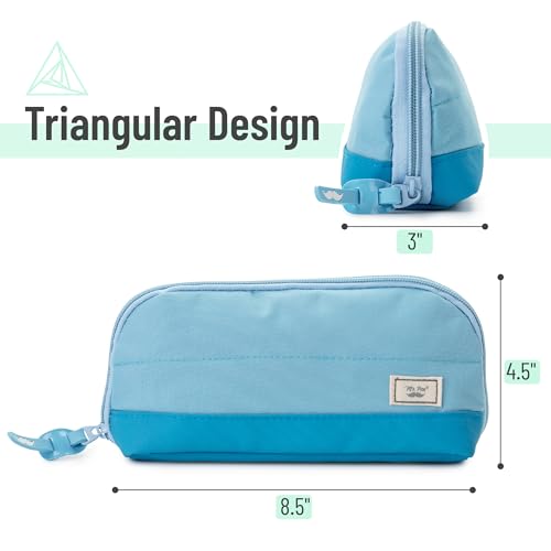 Mr. Pen- Wide-Opening Pencil Case, Triangle Design - color: Blue