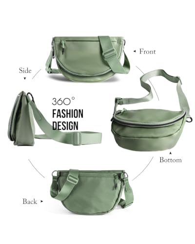 Crescent Bag for Women,Medium Nylon Crescent Bag Single Shoulder Bag - color: Bean Green