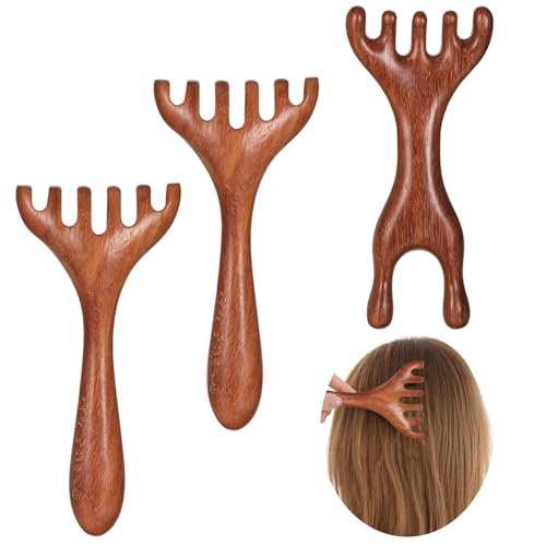 JJUNW Wooden Scalp Massager Comb - 3 Pcs Wide Sandalwood Head Massager