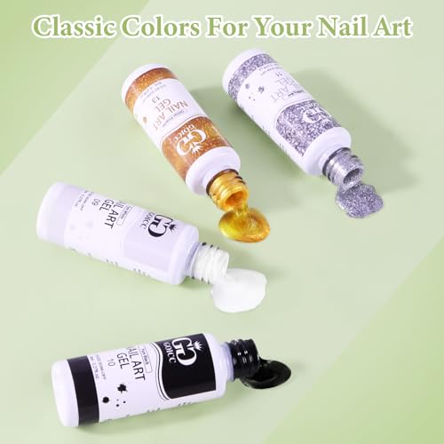 Gel Nail Art Polish Set 4 Colors Thin Brush Liner for French Tip Design - color: B4