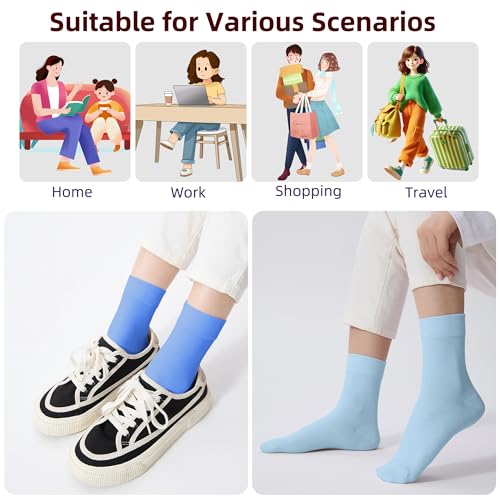 Corlap Women's Thin Above Ankle Socks-6Pairs Cotton Bootie Dress Crew Socks - color: 6 Pairs Bright Colors, size: 9-11