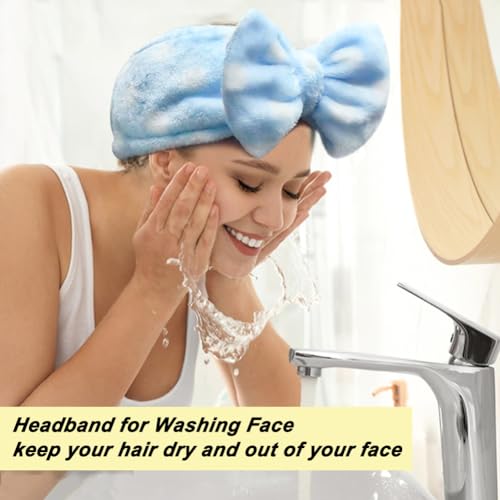 Shintop Sweet Super Soft Caroset Polka Dots Wash Cosmetic Headband - color: Light Blue