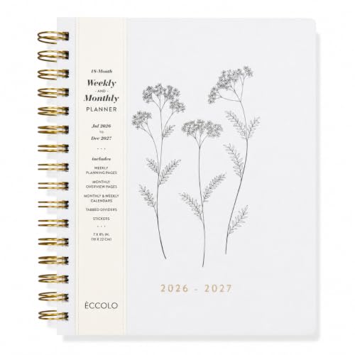 WORLD TRAVELER Academic Planner School Organizer Jul 2026-Dec 2027, 7"x9" - color: Ivory Flowers