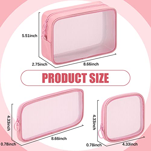 Weewooday 4Pcs Mesh Makeup Bag, Pink, Small, Large, Medium, Classic - color: Pink, size: Small, Large, Medium, style: Classic