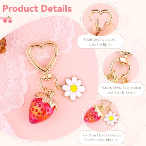 Cherry Bag Charm Cute Cherry Purse Charms Strawberry Keychain Best Gifts - color: A06 1pcs Cherry Charm and 1pcs Strawberry Keychain