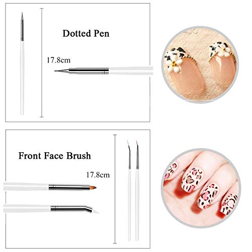 20pcs Nail Art Design Tools, 15pcs Painting Brushes Set with 5pcs Dotting Pens, WHITE … - color: White Brushes with Dotting Pens