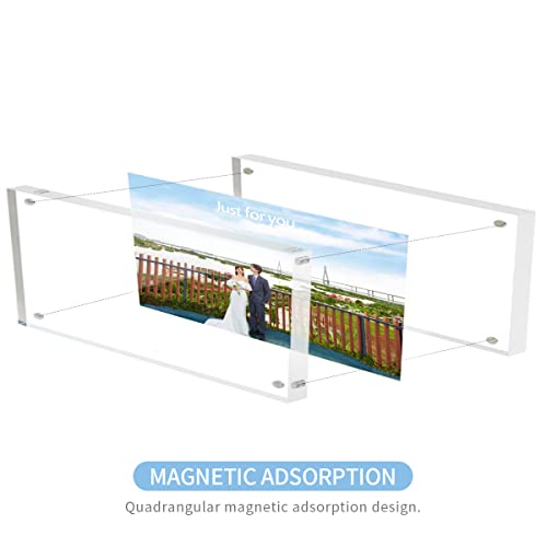 Sezanrpt 2x6 Acrylic Pictures Frames, Transparent 2 Sided Ticket Frame Postcard Frame, Tabletop Small Tiny Acrylic Magnetic Picture Frames for Family, 12 + 12MM Thickness… - size: 2'' x 6''