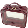 JAZD Clear Makeup Bag Toiletry Bag for Women Cosmetic Case Large Capacity Travel Make Up Bag Organizer Transparent Storage Compartment TSA Approved - color: GLAZED BURGUNDY