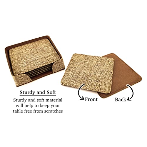 Smile Art Design Burlap COASTER Set of 6 with base Blank Square Burlap Textile Material Personalized Gifts Natural Decor House warming Farmhouse Living Room Kitchen Wedding Rustic Home Decor - color: Style 00 - Blank, size: Set of 6 - Square Coaster