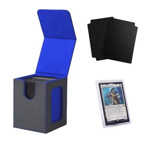 Venssu MTG Deck Box with Commander Display, Fits TCG Cards (Black&Blue) - color: BLACK/BLUE
