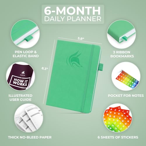 Clever Fox Daily Planner, Undated Professional & College Day, Emerald - color: Emerald (Undated)