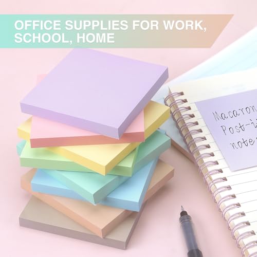 OSBOO Sticky Notes 3x3 Inch 8 Pack Pastel Colors, 80 Sheets/Pad - color: 8 Pastel Colors