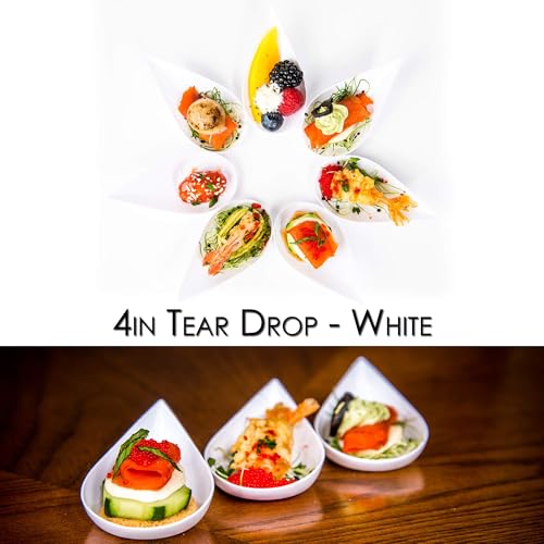 DLux 100 4-in Tear Drop Mini Appetizer Plates, White - color: White (100 dishes)