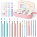 SUNEE Pencil Case with Supplies, 35PCS Aesthetic Stationery Set, Pink - color: Pink, style: 35 Pack