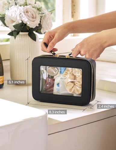 Popvibe Clear Makeup Bag with Zipper, Women Travel Toilrty Bag Black Medium - color: Black, style: Medium Moda