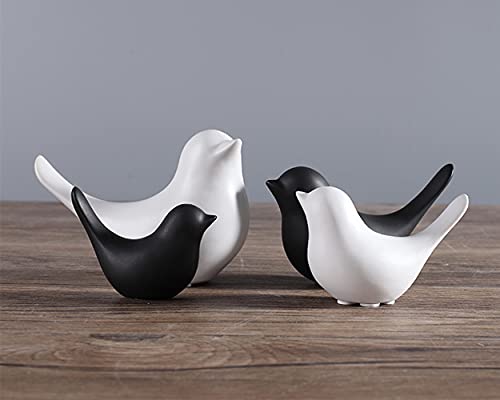 Small Animal Birds Statues Home Decor Modern Style Black Decorative Ornaments for Living Room, Bedroom,Cabinets, Office Desktop (2 Pack) - color: Black