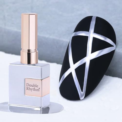 Double Rhythm 15 Ml Metallic Gel Liner Nail Art Gel Bronze Mirror Chrome Painted Drawing Stripper 3D Effect Gel Polish (Chrome Silver-L1009) - color: Chrome Silver