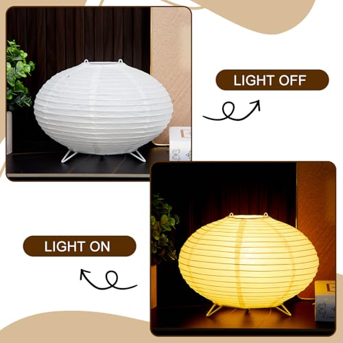 Retisee Table Paper Lantern Lamp 10" x 6" Modern Table Rice Paper Lamps with 3 Color Japanese Style Gifts Oval Bedside Night Lantern Decoration for Bedroom Nightstand Living Room Office