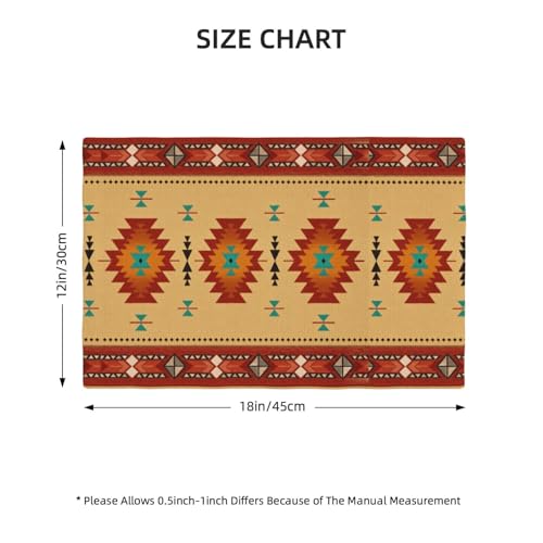 Aztec Placemats Set of 4, Linen Washable Table Mats 12 x 18 Inch, Southwestern Geometric Place Mats for Dining Table Kitchen Desert Boho Decor - color: Orange Aztec, size: 12x18"Placemats x4