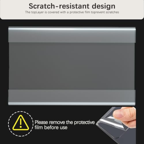 3X5 Inch Clear Acrylic Sign Holder – Reusable Adhesive & Magnetic Strip Included – Peel & Stick Wall/Tabletop Display for Menus, Labels, Signage (10 Pack) - size: 3x5 inch