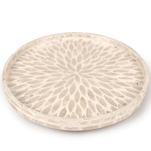 Mother of Pearl Turntable Organizer - Table & Countertop, Cabinet & Pantry Lazy Susan (12.5 in)