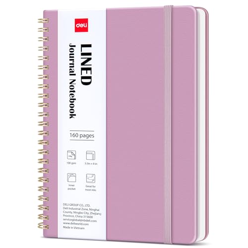 deli Taro Purple Lined Spiral Journal Notebook, 160 Pages, A5 (5.5"x8") Hardcover Writing Notebook, College Ruled Spiral Bound Journal for Women & Men - Perfect for Work, School, Office & Note Taking - color: Taro Purple