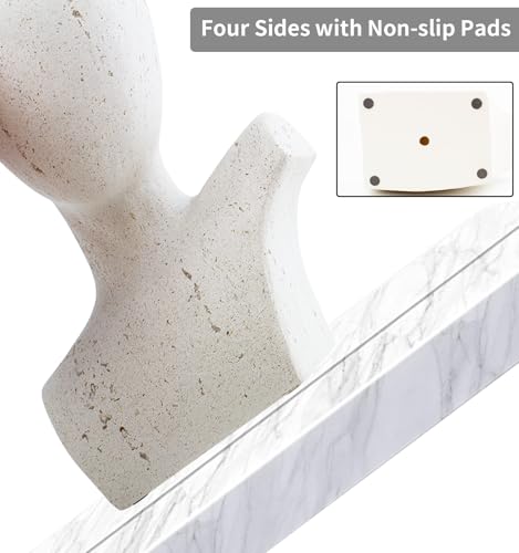 Large Size Abstract Home Decor Living Room Coffee Table Decor, No Face Thinker Statue Accents for Shelf, Modern White Textured Art Statue, Resin Sculpture Figurines for Bookshelf Desk Bedroom Office