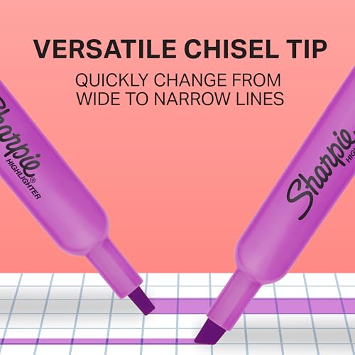 Sharpie Tank Highlighters, Assorted Colors, Chisel Tip, Back to School Essentials, Teacher & Office Supplies, Smear-Resistant, 12-Pack